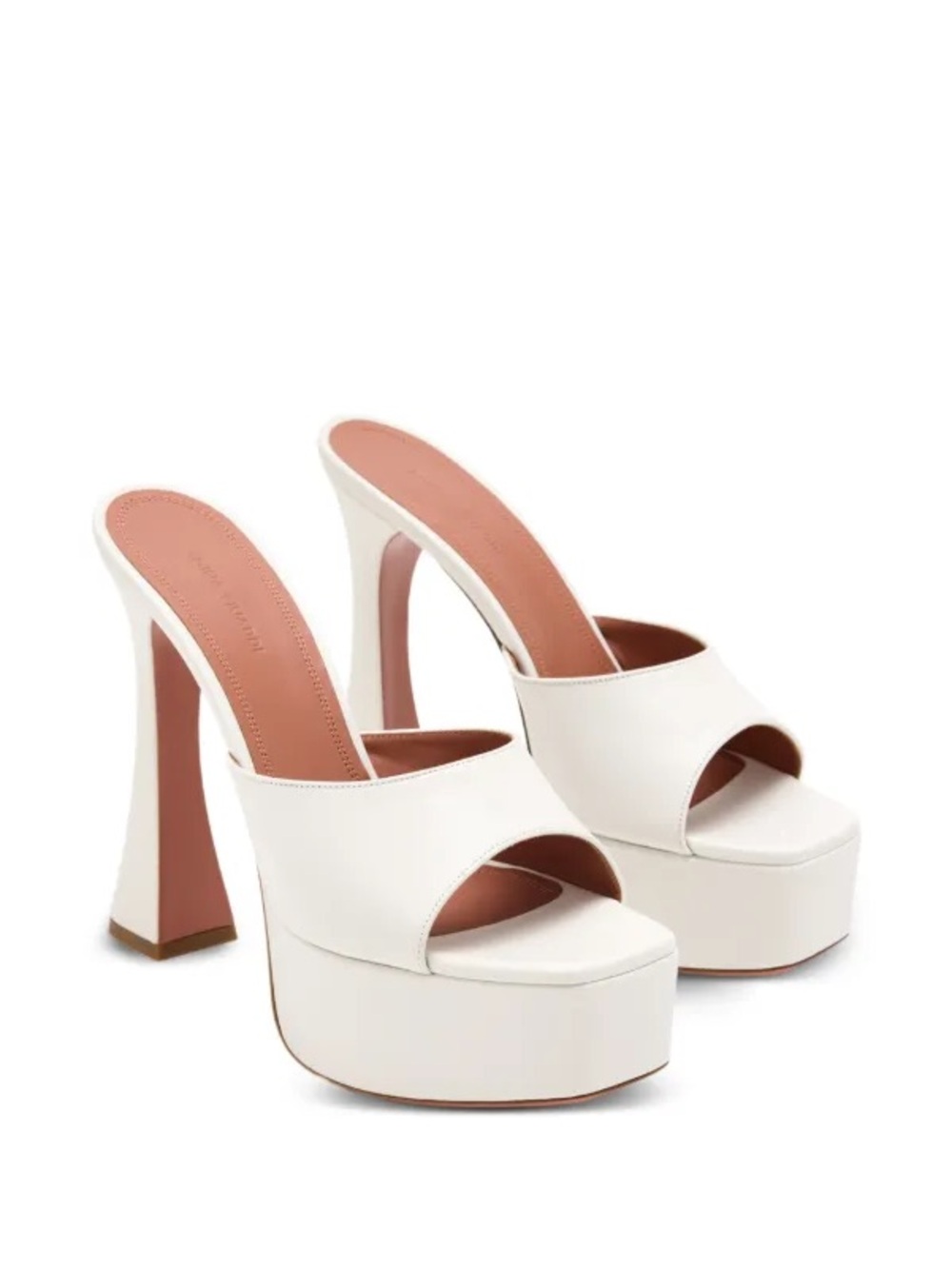 Amina Muaddi White Platform Slide Sandals